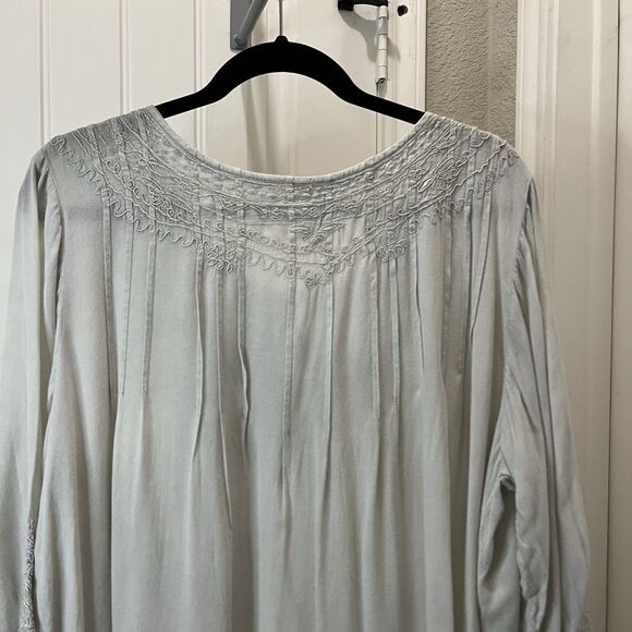 Solitaire 1X Top Cream Embroidered Tunic Boho Peasant Goblincore Fairy Popover - Picture 9 of 11